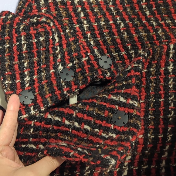 Massimo Dutti Acrylic Blend  Red Tweed Coat Small - Picture 4 of 11